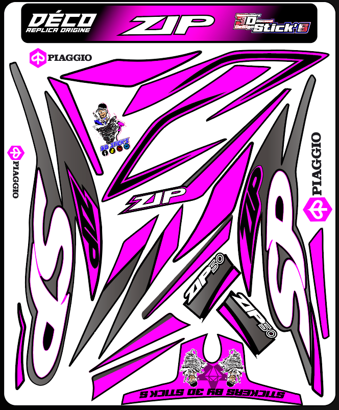 Planche Stickers Piaggio zip (violet)