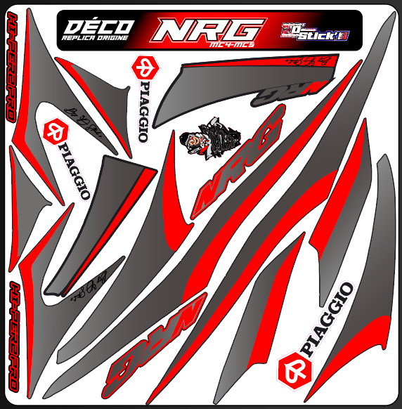 Planche Stickers Piaggio NRG (rouge)