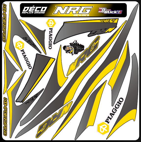 Planche Stickers Piaggio NRG (jaune)