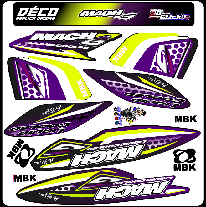 Planche Stickers MBK Mach G / JOG R (violet)
