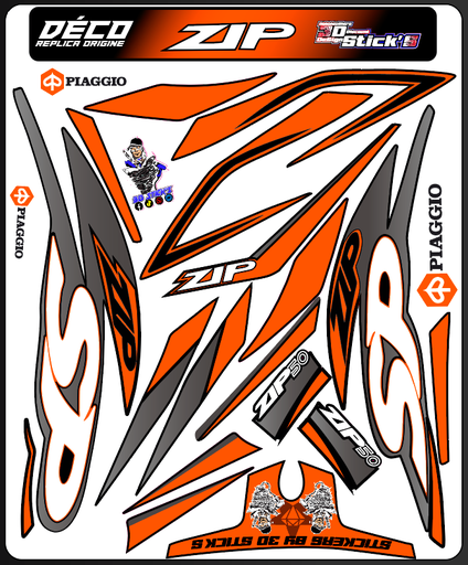 Planche Stickers Piaggio zip (orange)