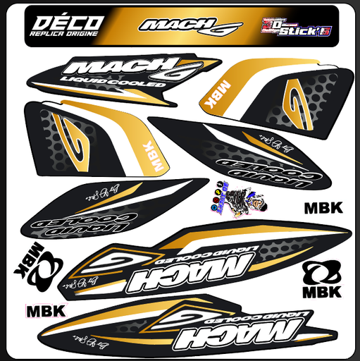 Planche Stickers MBK Mach G / JOG R (gold)