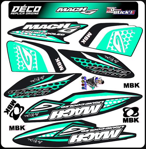 Planche Stickers MBK Mach G / JOG R (turquoise)